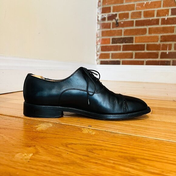 Salvatore Ferragamo Black Leather Cap Toe Oxford Dress Shoes US 9 Made in Italy main image 16